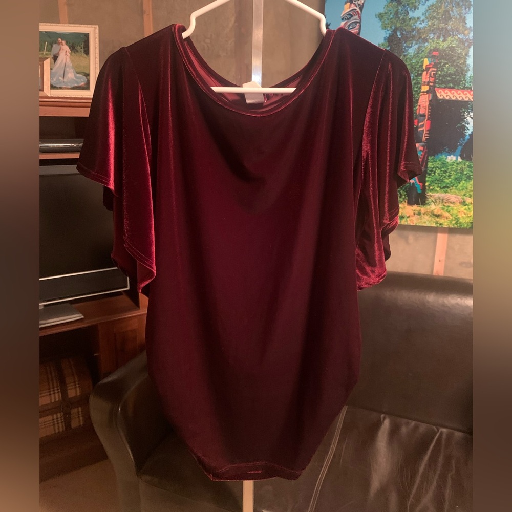 Cranberry velvet Tryst top.  Size large.  Excellent condition.